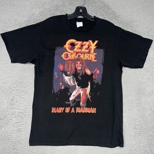 VTG Ozzy Osbourne Diary of a Madman T Shirt Men Size M Black Tour Concert Tee